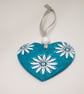 Turquoise floral heart, clay hanging decoration, gift for Mother's day  - Image 5