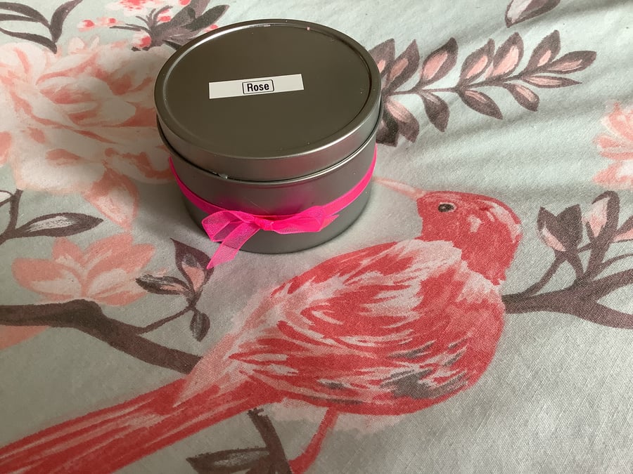 Handmade Scented Rose Tinned Candle with Lid