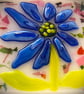 Framed, colourful fused glass abstract flower  - Image 2