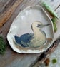 Ceramic dish side plate handpainted rustic earthenware pottery-immature ganet