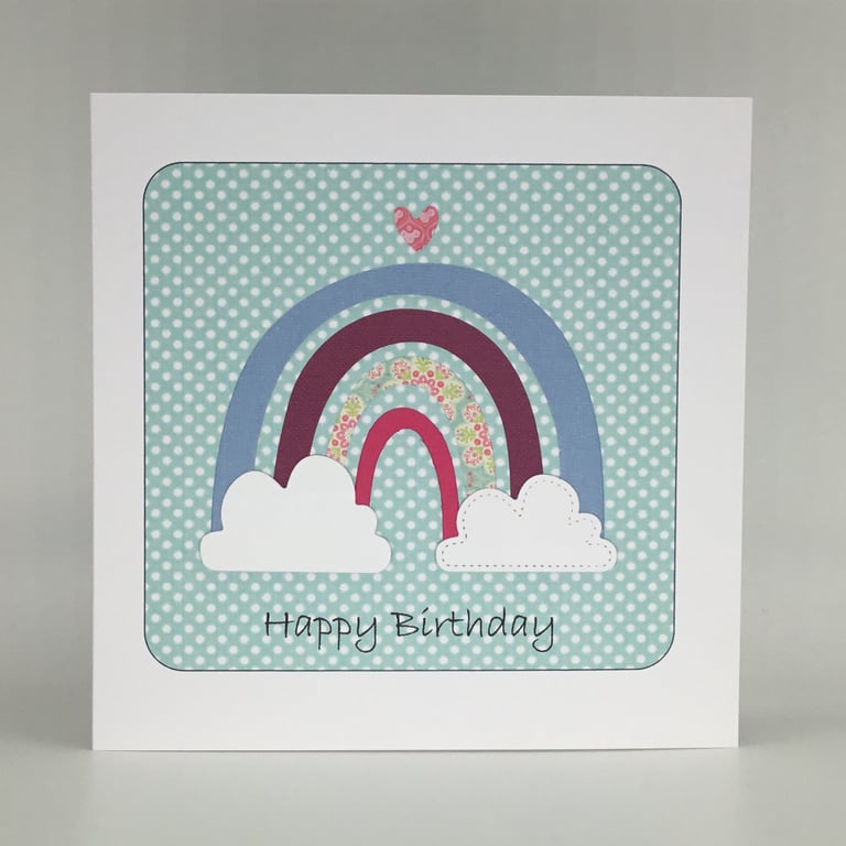 Rainbow birthday card - teal