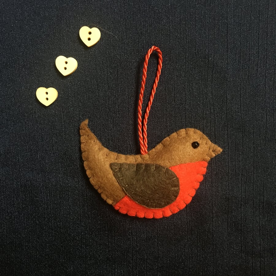 Felt Robin Christmas hanging decoration