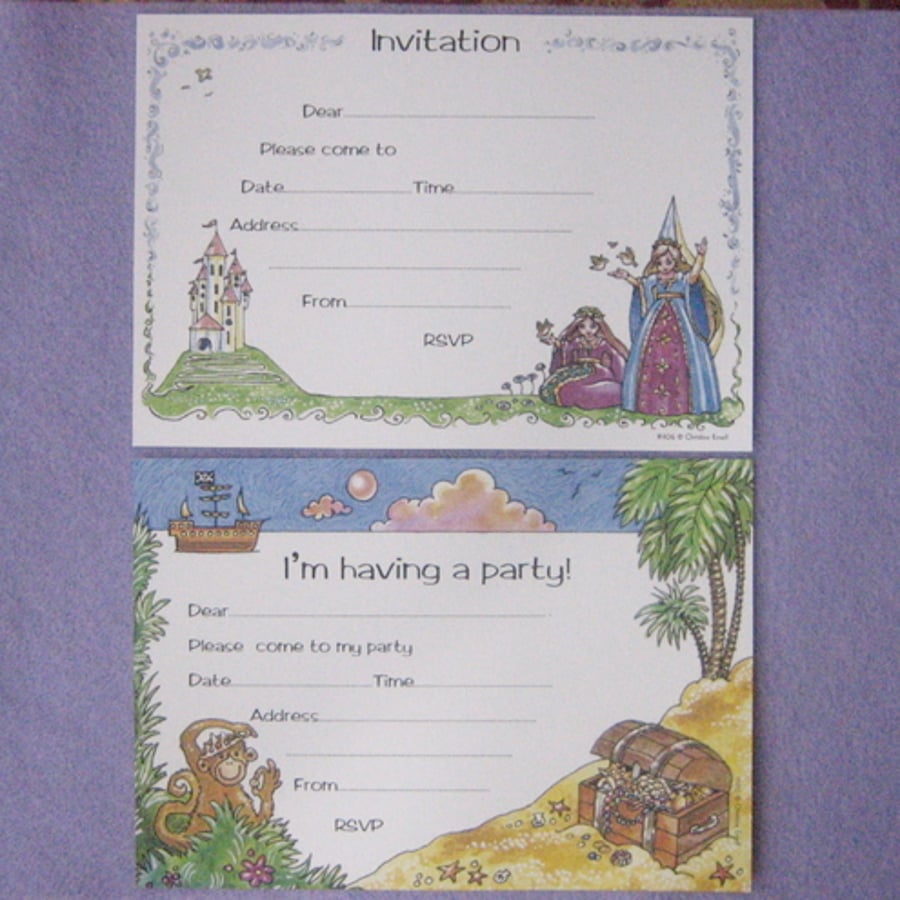 Six fairy party invitations