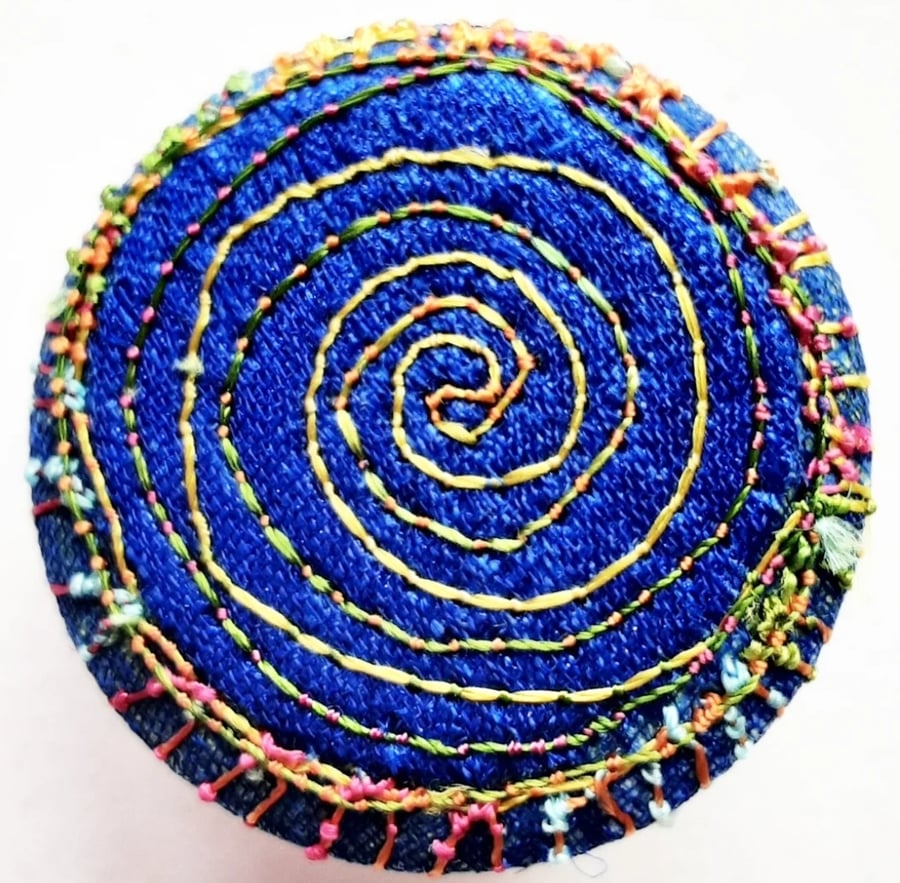 Buttons 1 inch button Hand Dyed Silks and Cottons Free Machine Embroidery Button