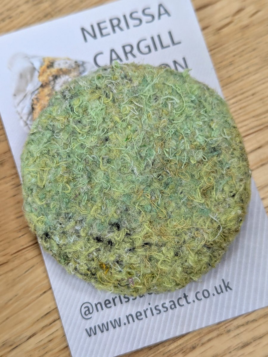 Light Green Abstract Embellished Recycled Textile 50mm Brooches