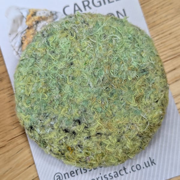 Light Green Abstract Embellished Recycled Textile 50mm Brooches