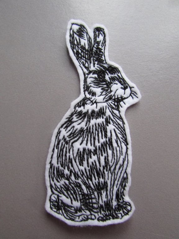 Vintage Hare Rabbit Embroidered Sew on Applique Patch