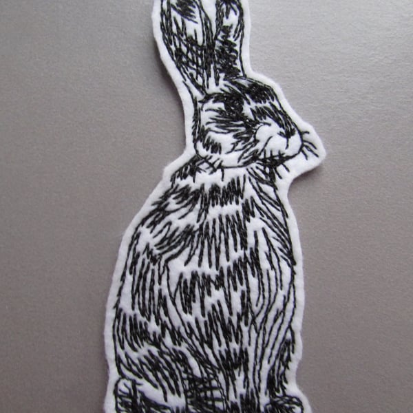 Vintage Hare Rabbit Embroidered Sew on Applique Patch