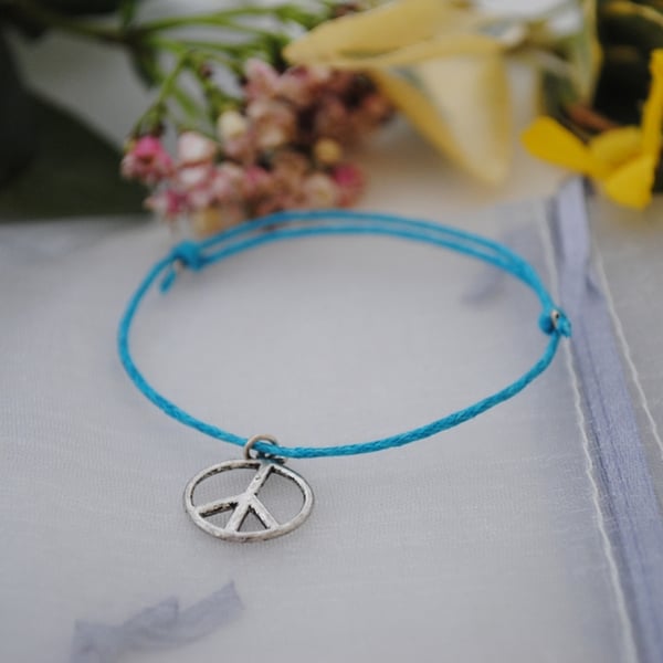 Friendship Bracelet-Turquoise with silver peace