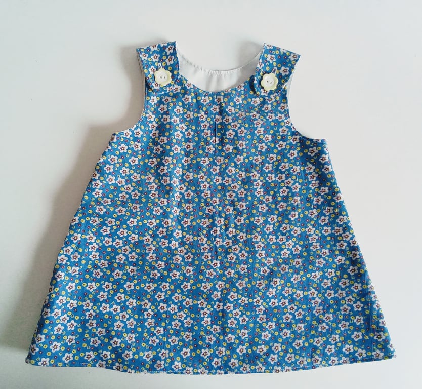 Dress, 12-18 months A line dress, floral print needlecord, pinafore, flowers