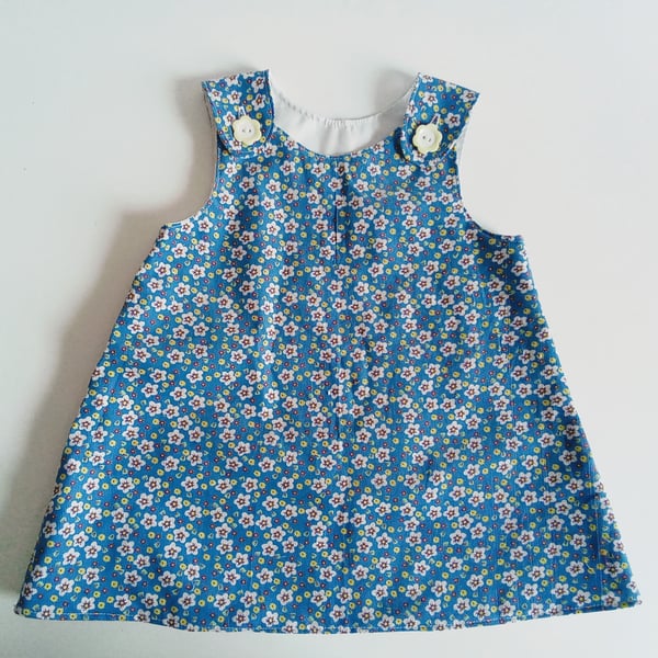 Dress, 12-18 months A line dress, floral print needlecord, pinafore, flowers