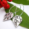 Silver Falling Branch and Leaves Earrings