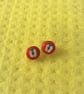 Apple For The Teacher polymer clay stud earrings (red background) - Image 7