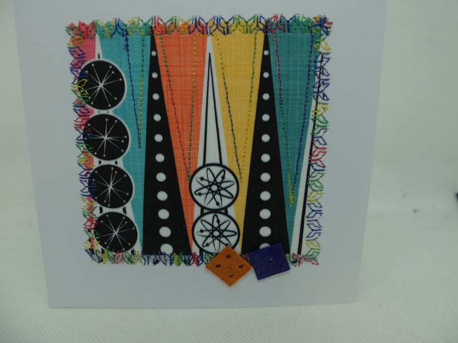 Backgammon design greetings card, colourful!