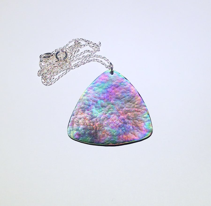  Handmade Coloured Titanium Delta Pendant Necklace - UK Free Post