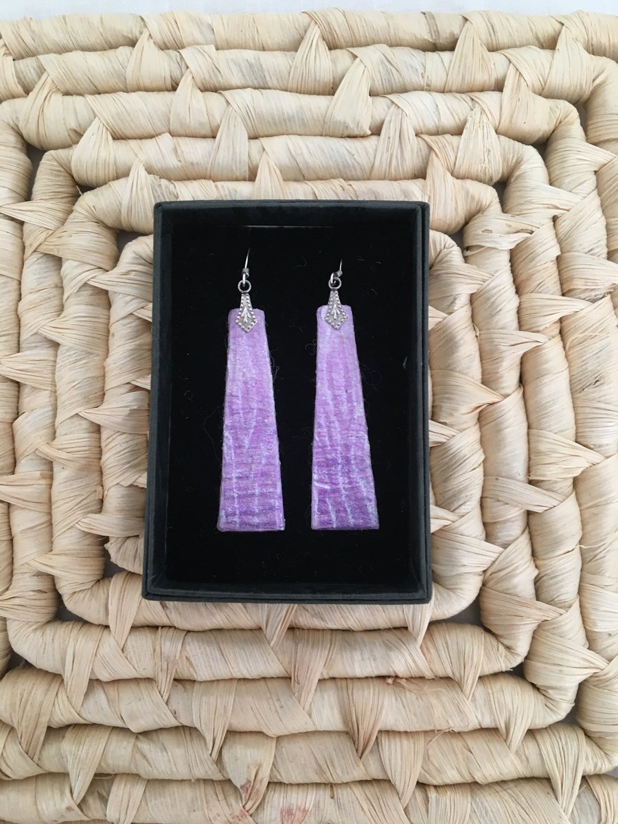 Long Drop Lilac-Lavender Earrings