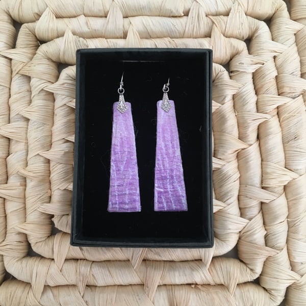 Long Drop Lilac-Lavender Earrings