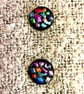 Set of two black satin dichroic glass shank buttons - Image 3