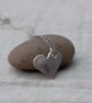 Recycled Silver Heart  Pendant With Leaf Pattern - Image 8