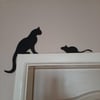 BLACK CAT AND MOUSE DOOR DECOR