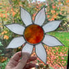 Large Stained Glass Daisy Suncatcher - Handmade Window Decoration - White Red