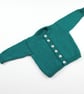 Hand knitted sea green  baby boy girl cardigan  0 - 3 months round neck - Image 2