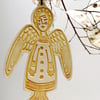 Ceramic Angel Christmas decoration in deep yellow