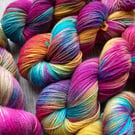 Hand dyed sock yarn 4ply Merino Nylon 100g Rainbow Glade