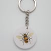 Bee wooden keyring, round keyring, gift for a bee lover