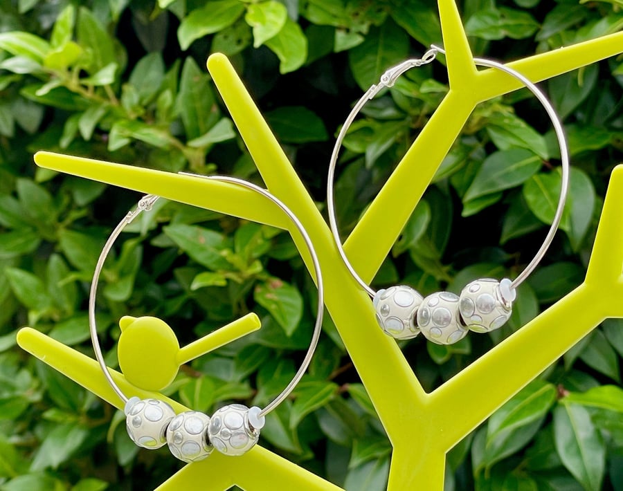 DISCO BALL EARRINGS hoops hooped polymer extra large statement 