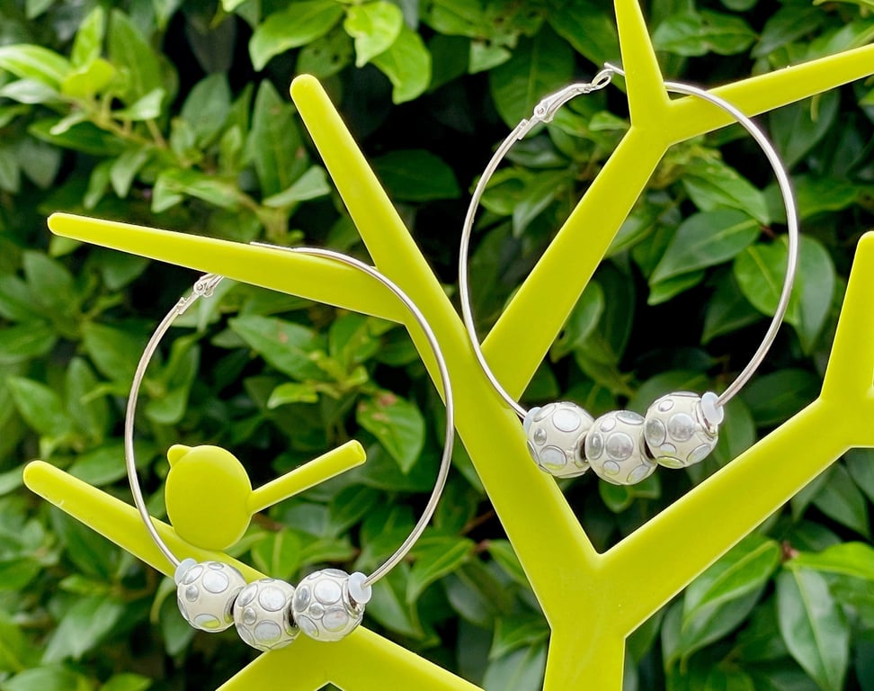 DISCO BALL EARRINGS hoops hooped polymer extra large statement 