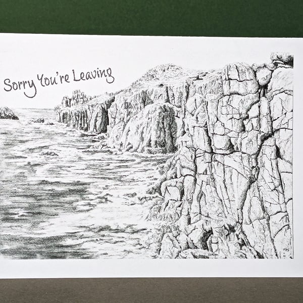 Cornish Coastline Art Card: Blank or Personalised A6-Size Greetings Card
