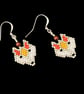 Geometric beadwork orange fox earrings - Image 4