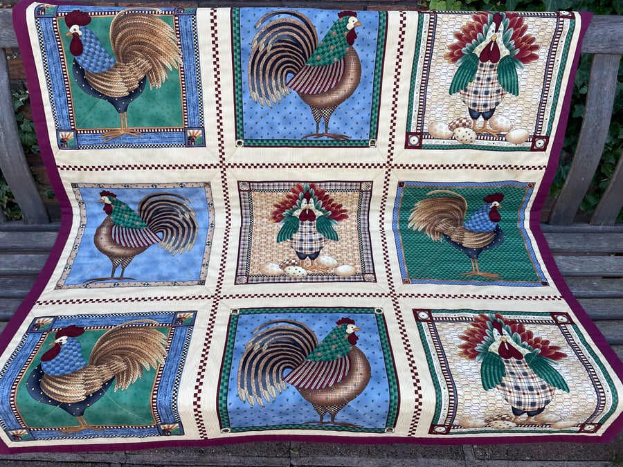Reversible Quilt featuring Hens and Cockerels by Debbie Mumm