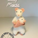 New baby needle felted posable mouse with baby accessory 