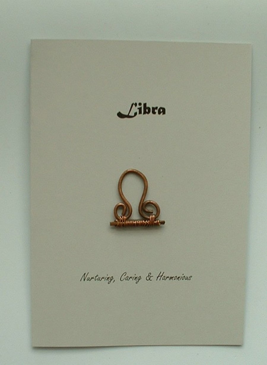 Libra Zodiac Greeting Card with Copper Wire 