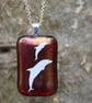 Red irid dolphin glass pendant, fused glass pendant, dolphin pendant,F35 - Image 9