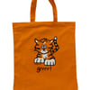 Digg Design TIGER cotton Tote Shopper  Bag. Hot Orange