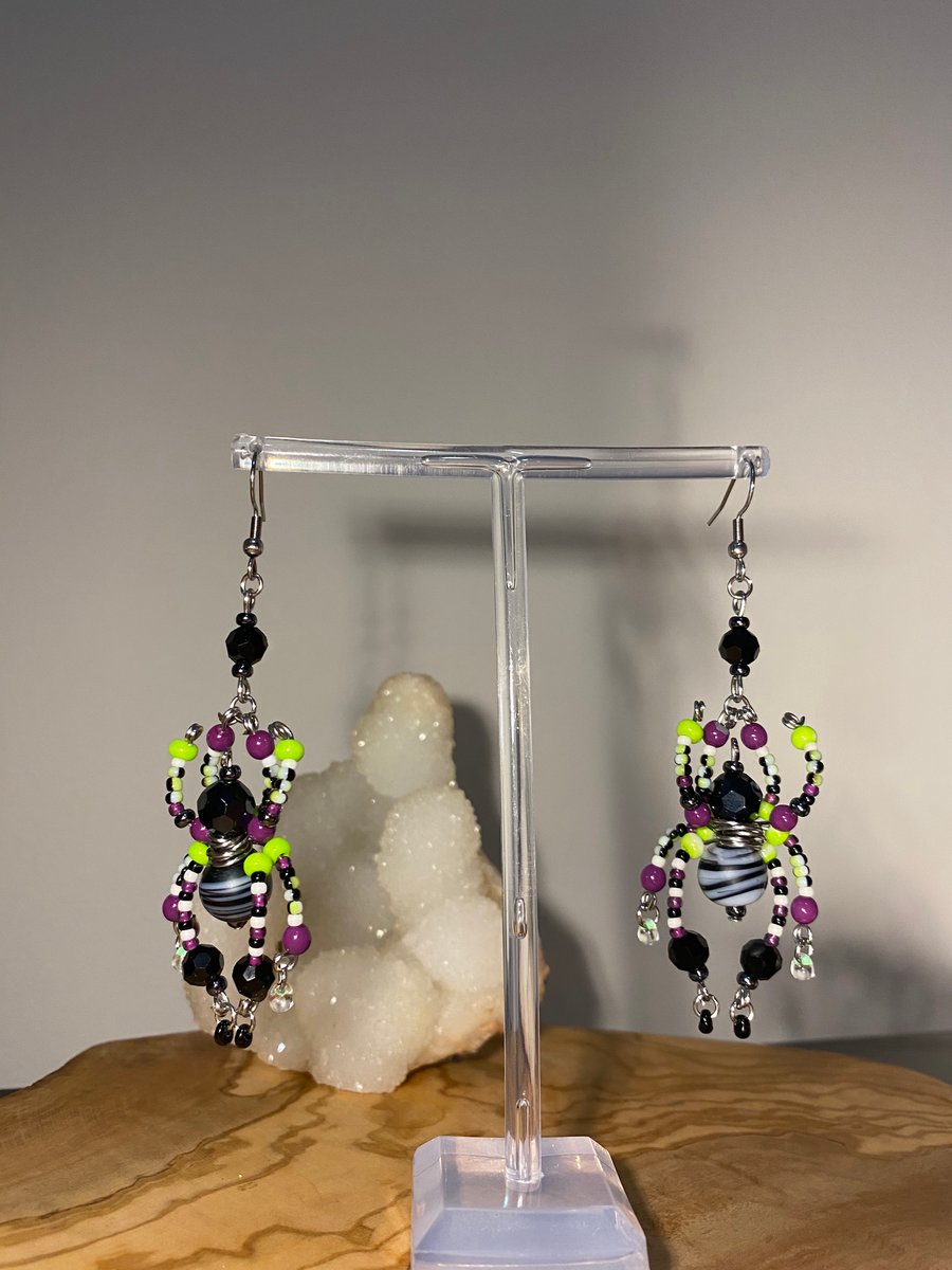 Beetlejuice themed spider Earrings 