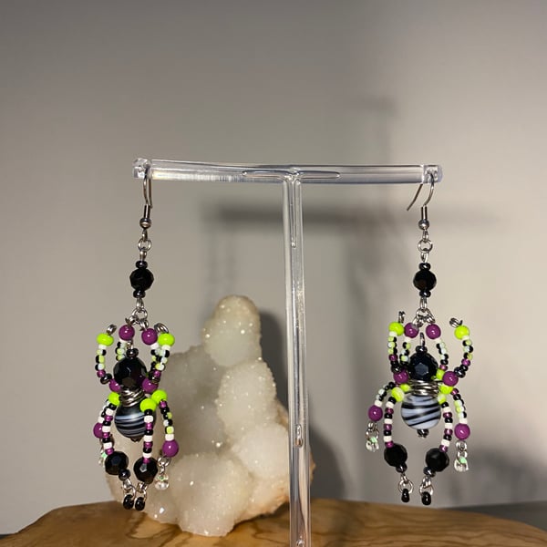 Beetlejuice themed spider Earrings 