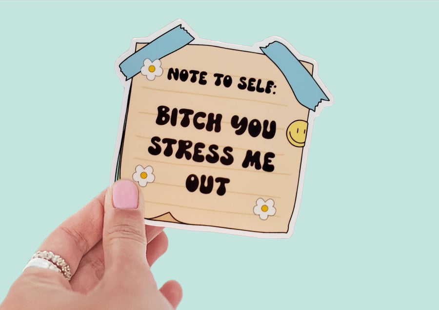 Note to Self: Bitch You Stress Me Out Sticker Mental Health Awareness