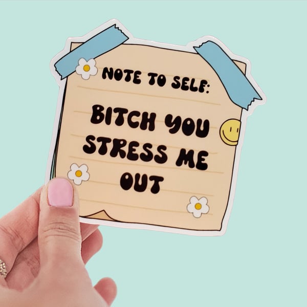 Note to Self: Bitch You Stress Me Out Sticker Mental Health Awareness