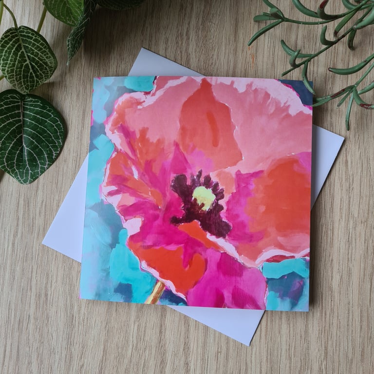 Poppy painting printed card