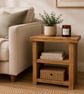 Handmade Rustic Wooden Sofa Side Table: Farmhouse Decor Book Shelf Unit - Image 1