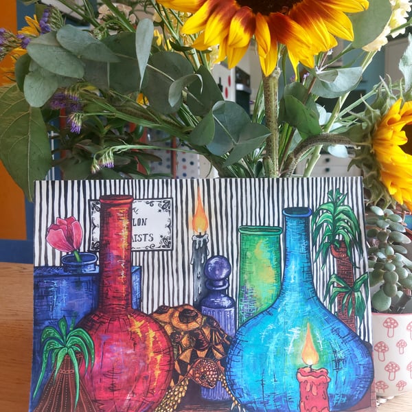 Tortoise and bottles