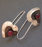 Sterling Silver Heart Earrings with Garnet - Image 2