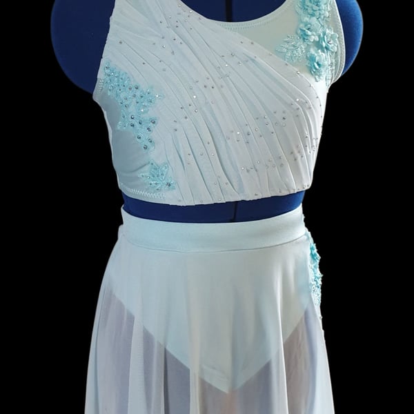 Pale blue 2 piece lyrical dance costume age 12-15yrs approx