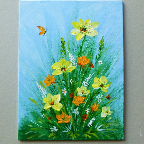 original art floral acrylic flower painting ( ref FA 123 F1 )