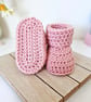 Candy Pink Crochet Baby Booties – Newborn Gift, Ready to Ship