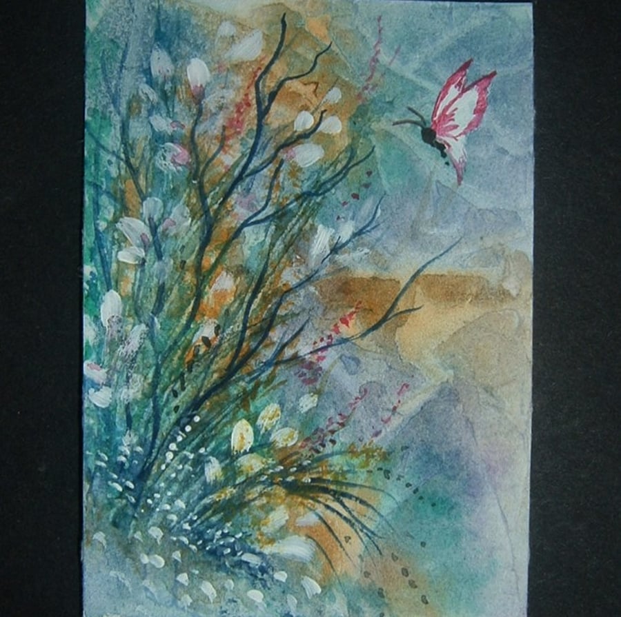 butterfly fantasy art painting aceo ref 308